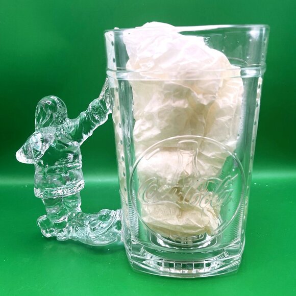 Coca-Cola Santa Claus Clear Glass Mug Handle Christmas Holiday Vending Machine - Picture 3 of 11